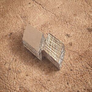 Vintage Mid-Century Modern Silver Geometric Overlap Brutalist Tie Tack